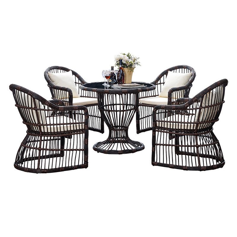 Modern Tempered Glass Dining Table Set 1/2/4/5 Pieces Dining Table Set for Outdoor