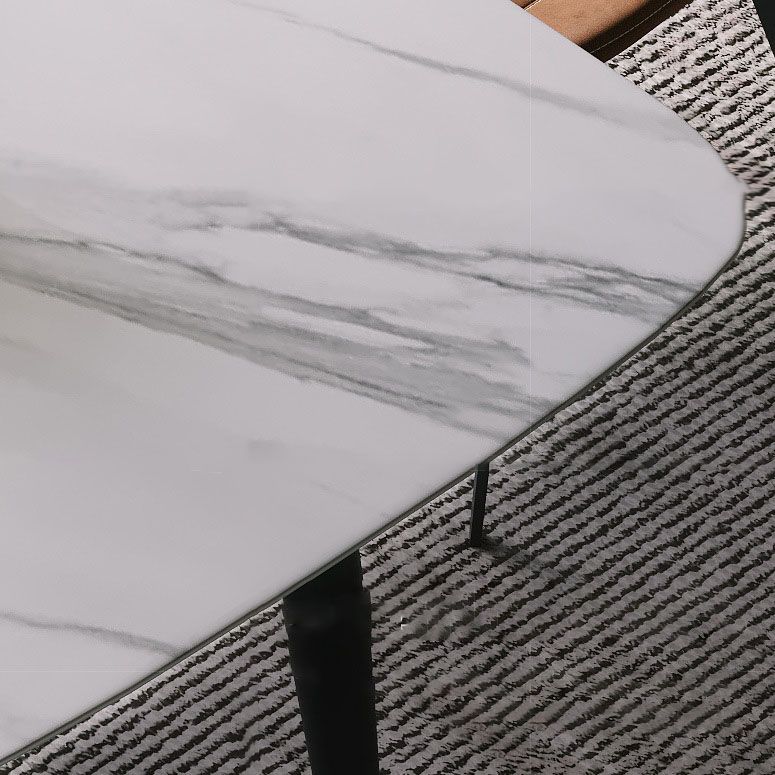 Black Metal Frame Industrial Rectangle Dining Table Sintered Stone Table for Dining Room