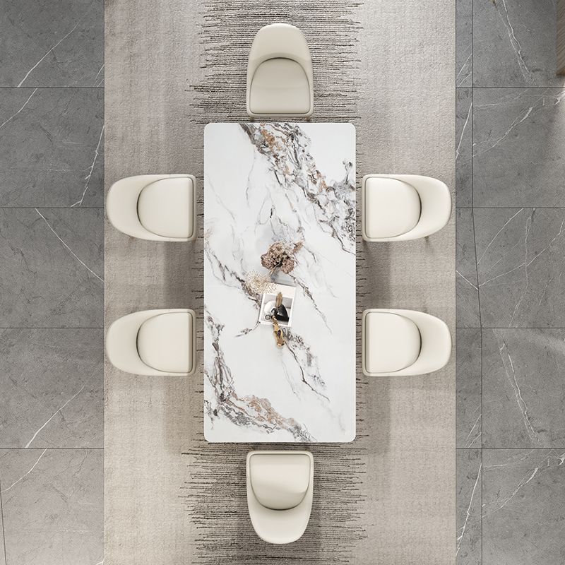 Rectangle Dining Site Table Traditional Luxury Table with Stainless Steel Base