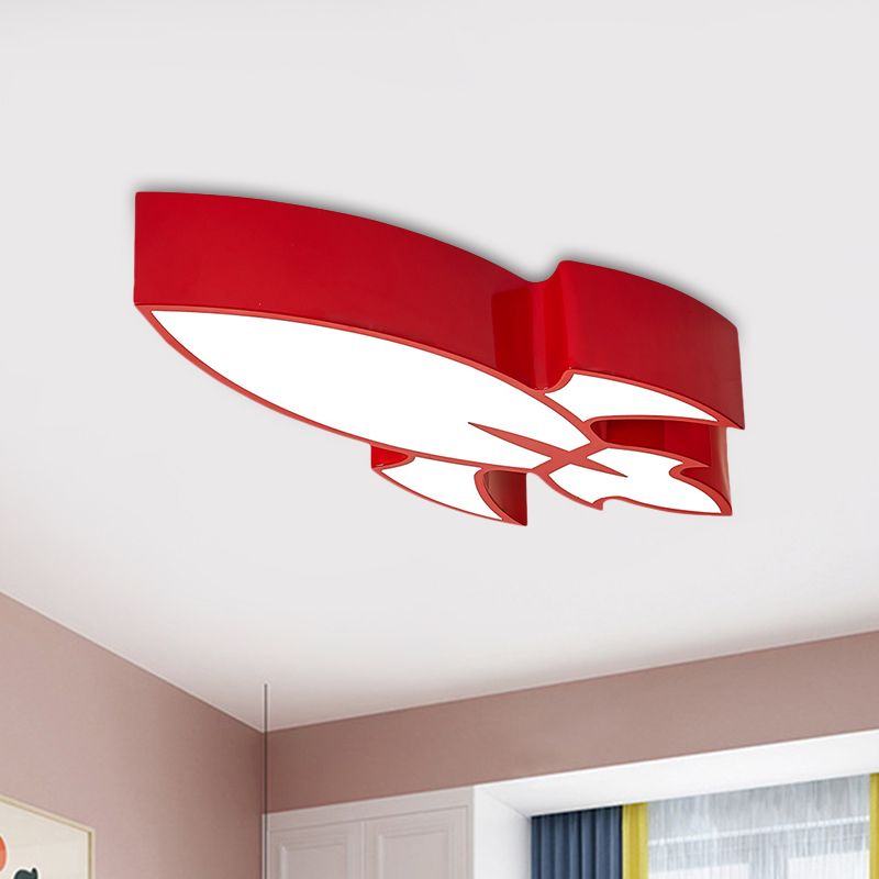 Rojo/amarillo/azul Rocket iluminación empotrada estilo infantil LED acrílico cerca de la luz de techo