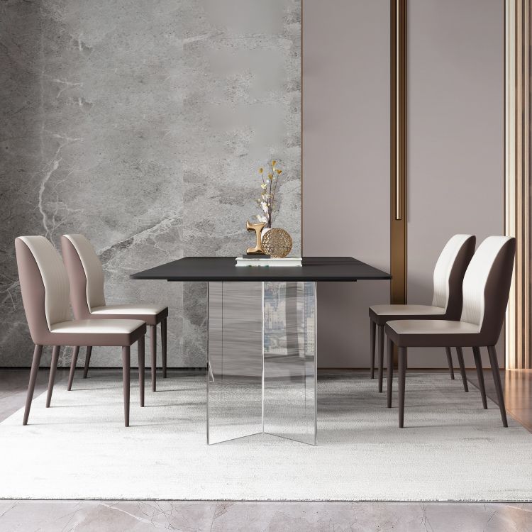 Modern Style Rectangle Dining Table Sintered Stone Table with Acrylic Base