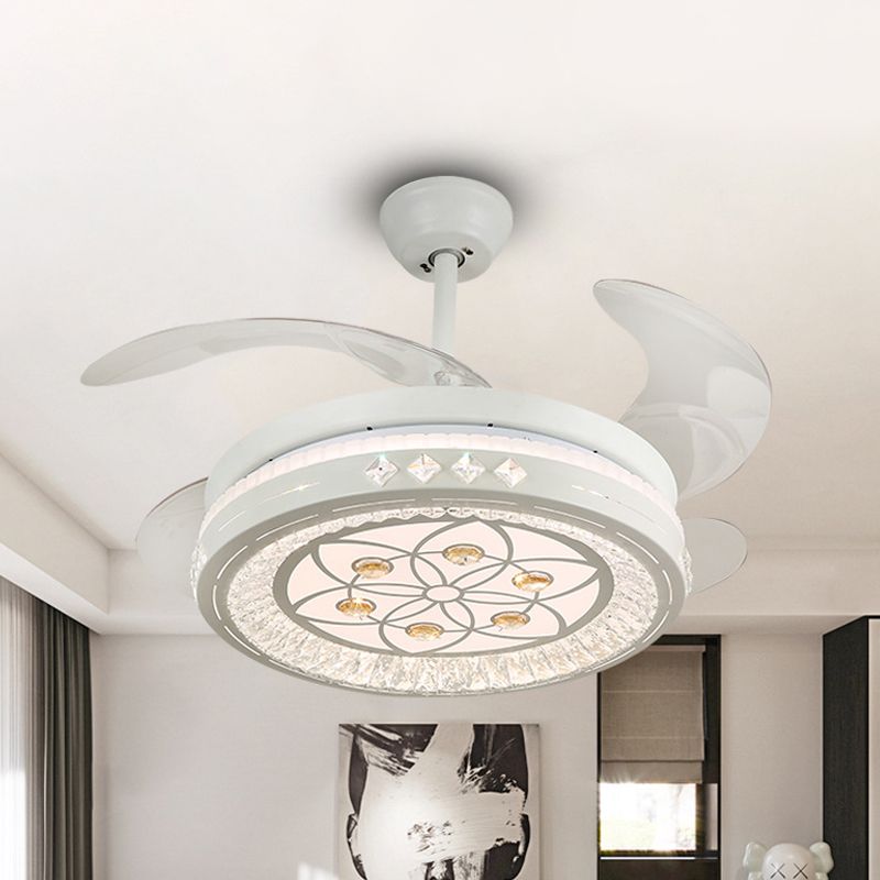 Simpulla Light a fiiling semifulò da 19 "Luce a filo rotondo a sospensione con tonalità acrilica, 4 lame