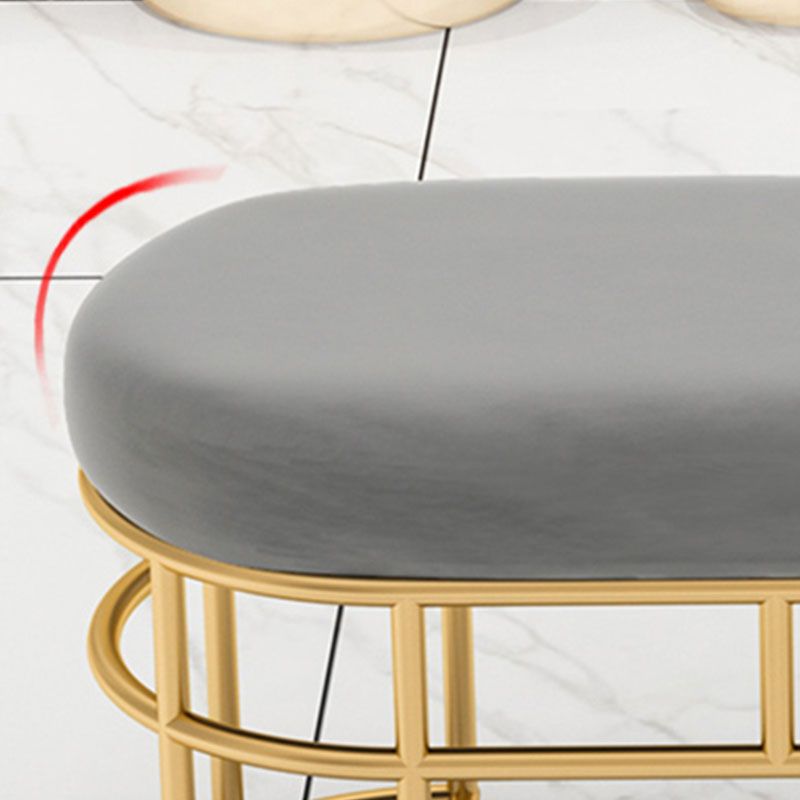 Contemporary Style Entryway Bench Cushioned Oval Metal Seating Bench