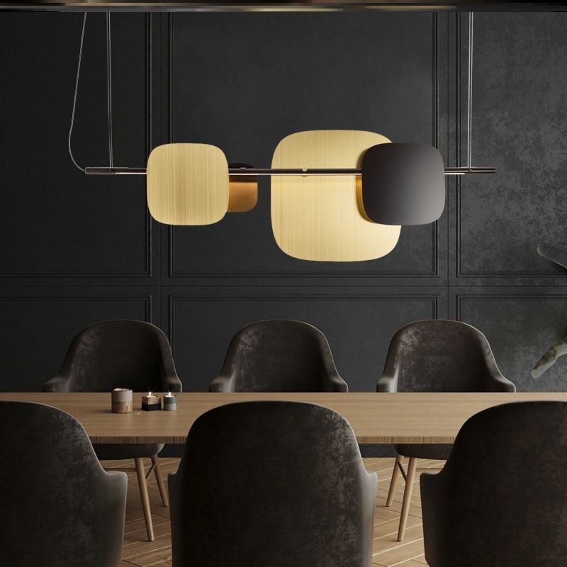 Contemporary LED Kitchen Island Lighting Metal Pendant Ceiling in Black & Gold