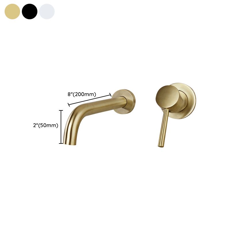 Wall Mounted Metal Tub Filler Low Arc Tubular Bathroom Faucet
