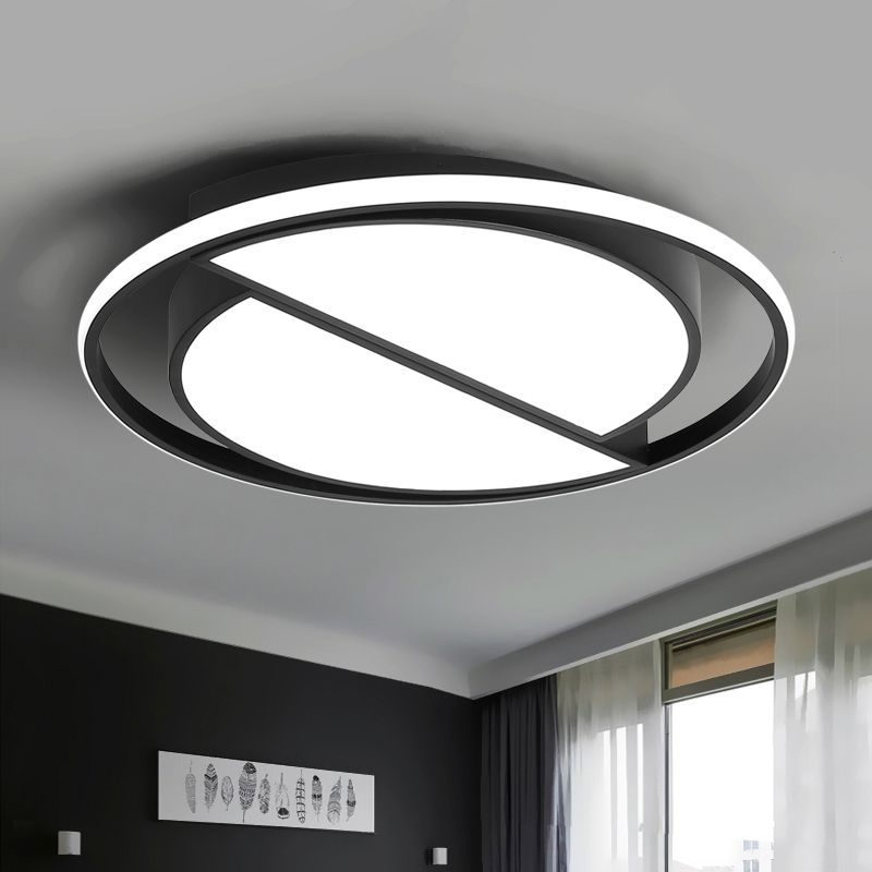 Integrated LED Bedroom Flush Light Modern Black Massimale Montaggio Lampada con Semicircolo / Loving Heart / Star Acrilico Shade, Warm / White Light