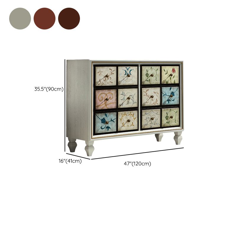 Traditional Bedroom Wooden Storage Chest Horizontal Chest with Drawers