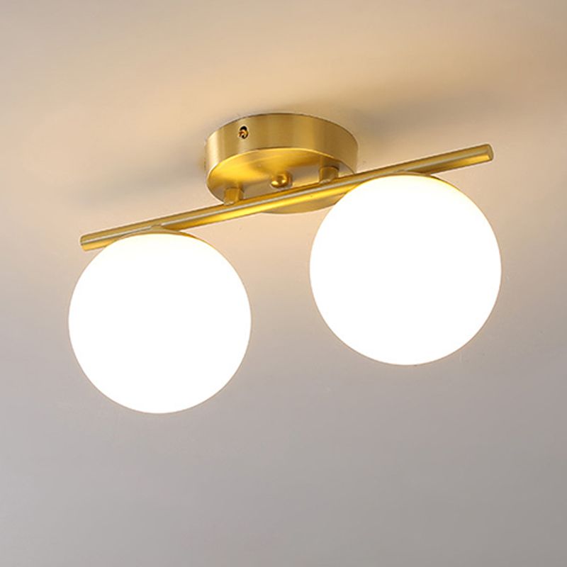 American Metal Flush Mount Ball Shape Ceiling Light with Glass Shade for Living Room