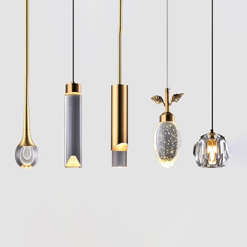 Crystal Geometric Shape Hanging Light Modern 1 Light Hanging Light Fixtures in Brass