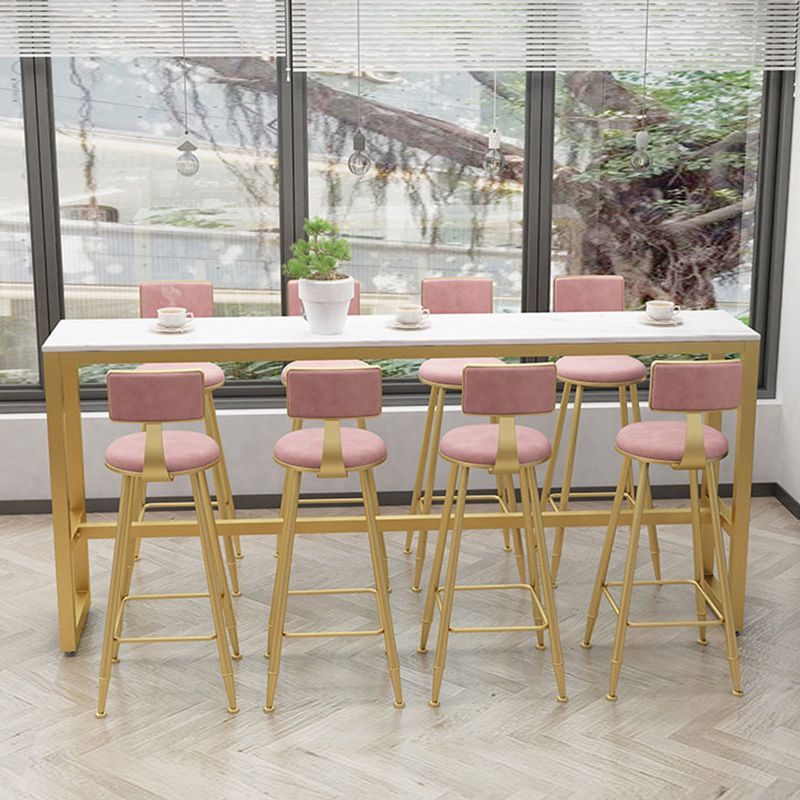 Modern Bar-height Table FauxMarble Top Bistro Bar Table with Metal Base