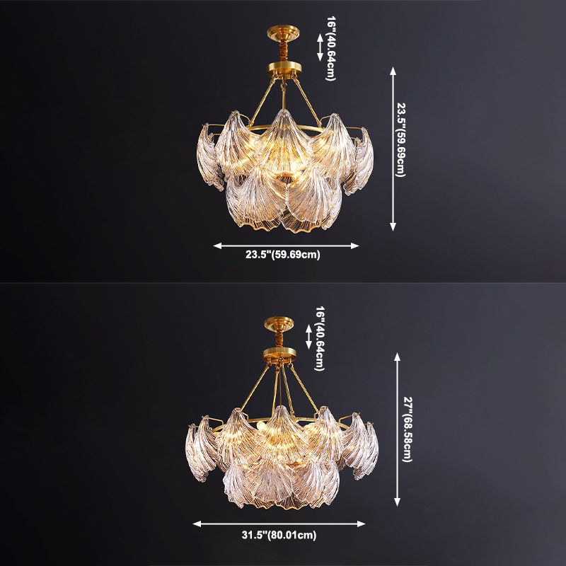 Shell Chandelier Light Fixture Vintage Clear Glass Pendant Lighting for Restaurant