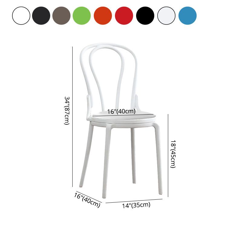 Silla trasera Windsor contemporánea, silla sin brazos de comedor de plástico para el hogar
