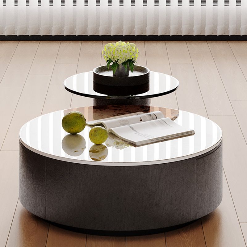 Slate Nesting Coffee Table Set Pedestal Cocktail Table with Drawers