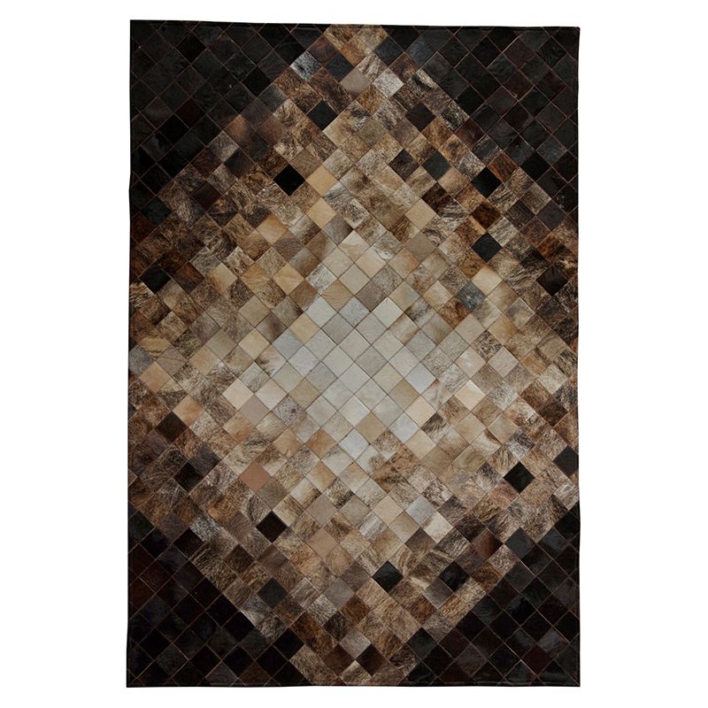 Neuartiger Teppich mit geometrischem Muster, mehrfarbiger Innenteppich aus Rindsleder, rutschfeste Rückseite, pflegeleichter Bereichsteppich zur Dekoration
