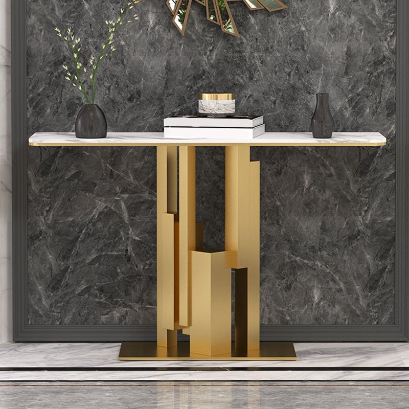 Glam Rectangular Stone Console Table -  11.81" W x  31.50" H Console Table