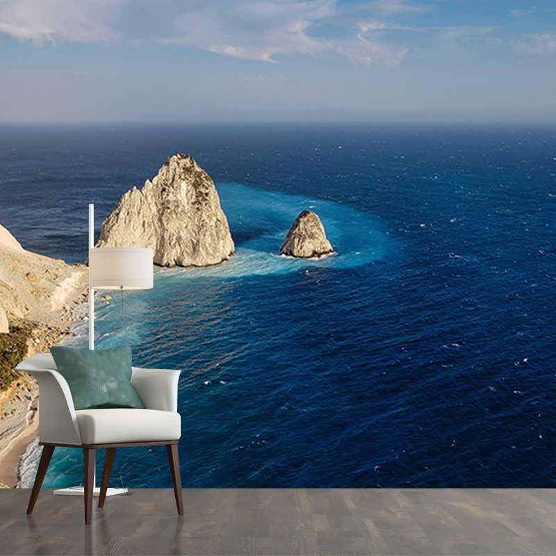 Seaside Landscape Mural Wallpaper for Sitting Room, Personalized Size Available