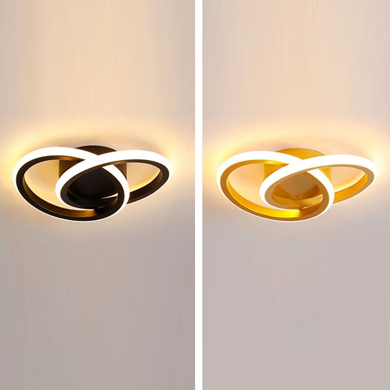 Round Shape Metal Flush Mount Light Modern Style 2 Lights Ceiling Mount Light
