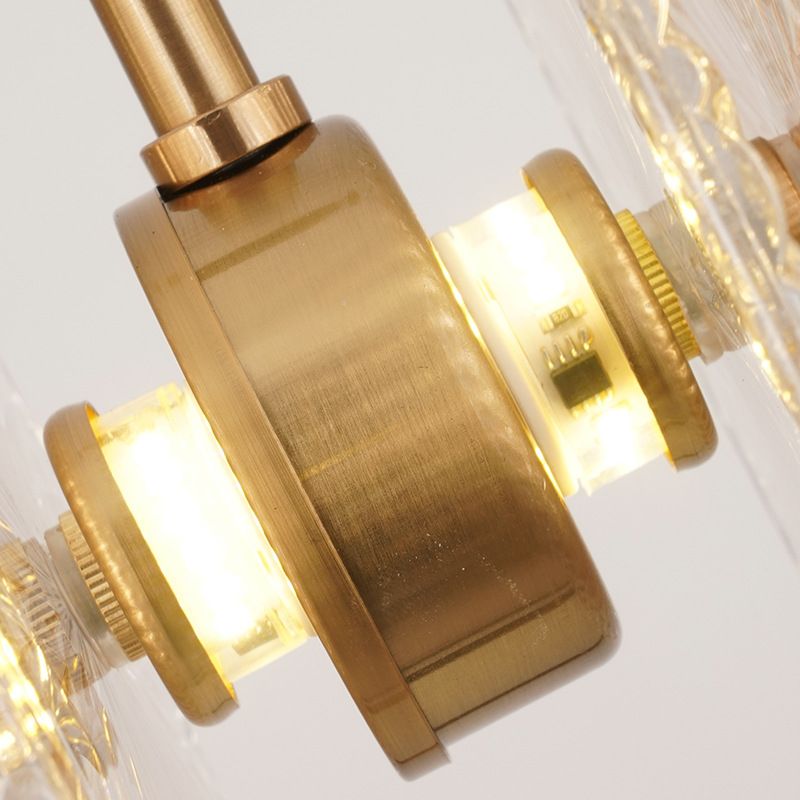 Luz de suspensión de disco de cristal Simplicidad LED colgante plateado de latón para Diner