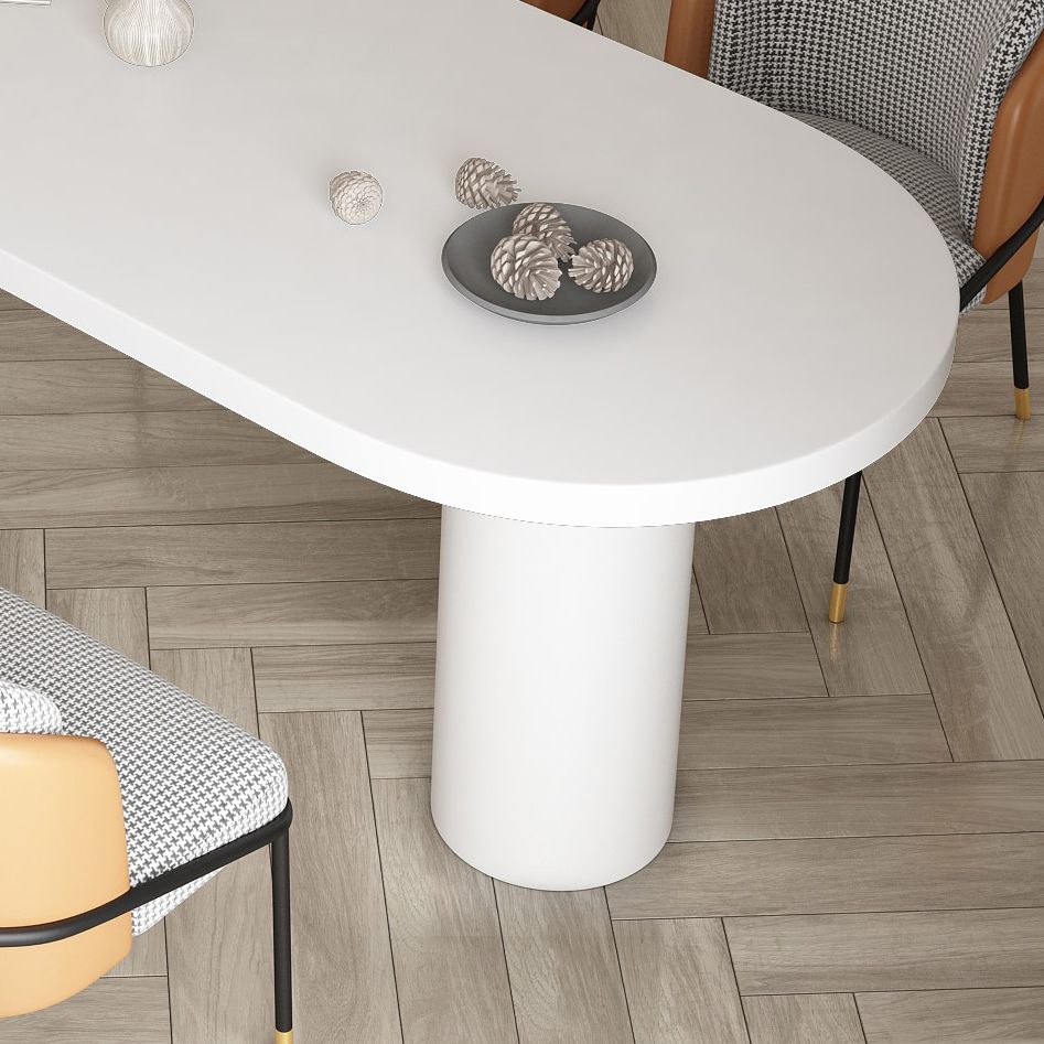 Modern Style Dining Table White Home Use Dining Table with Double Pedestal Base