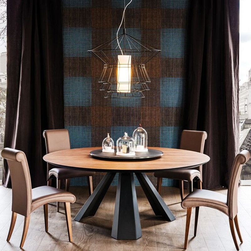 Forma redonda 3 patas mesa de comedor moderna color de madera de madera fija de madera maciza