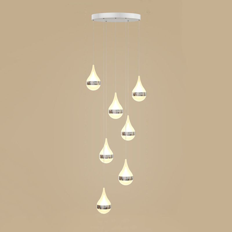 Lámpara de colgante de lágrima de hierro de hierro forjado de LED de lujo moderno con sombra acrílica