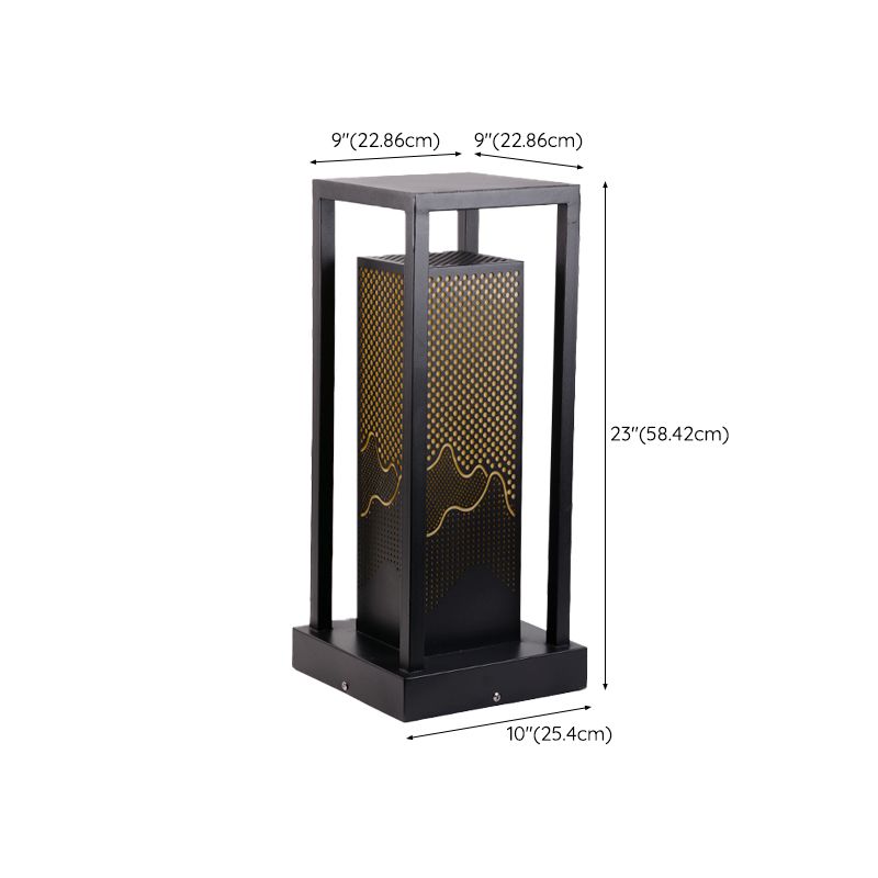 Rectangular Pillar Lamp Modern Black Waterproof Light for Courtyard