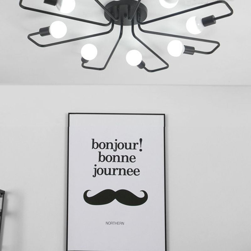 Twisted Arm Metal Ceiling Light Nordic Style Multi-lights Lighting Fixture for Bedroom Living Room