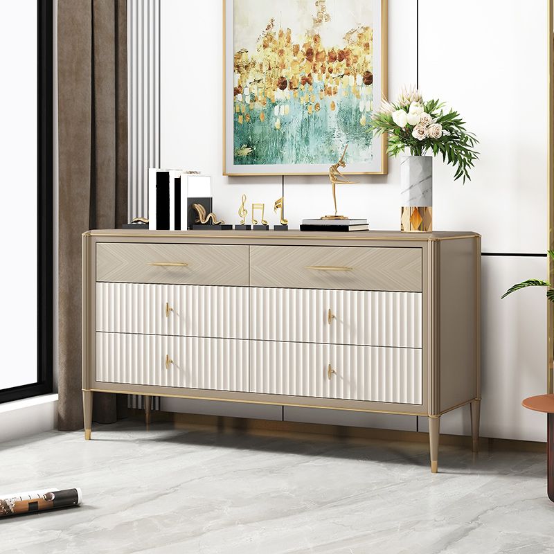 6 Drawers Dresser Classic Glam Stone Storage Chest Dresser , 15.6 Inch Width