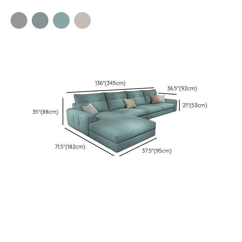 Tufted Back Sectional with Bolster Pillows Sqaure Arm Sectional