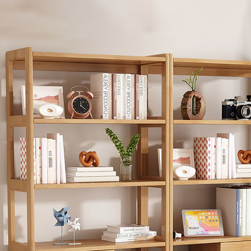 Modern Style Open Back Bookshelf Vertical Wooden Bookcase with Drawers