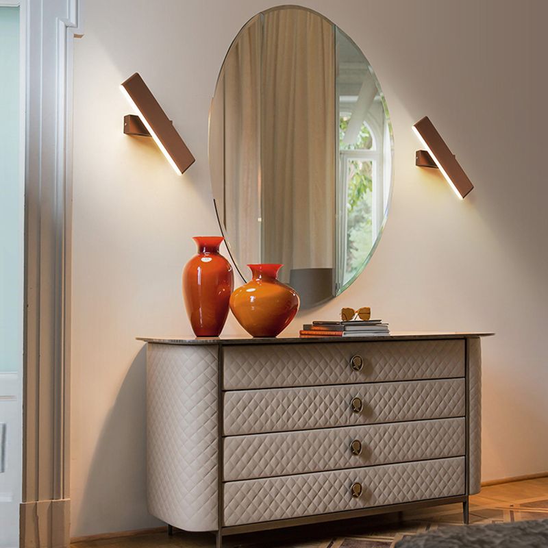 Rectangle Shape Metal Wall Light Modern Style Single Light Wall Mount Lighting
