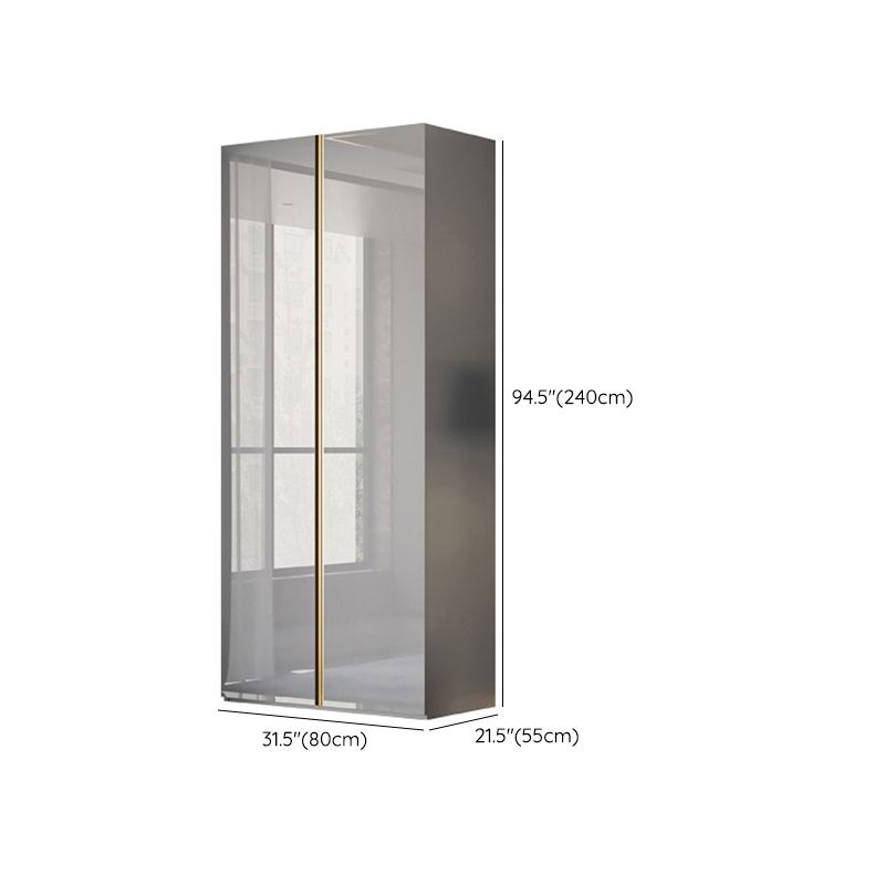 High Gloss Grey Storage Cabinet Modern Cabinet with Hinged Doors