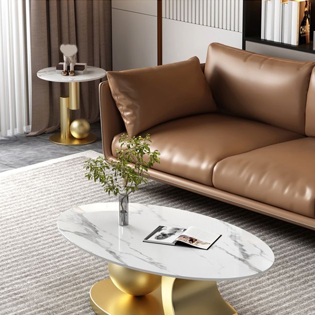 Glam Abstracts Coffee Cocktail Table Oval Cocktail Table for Home