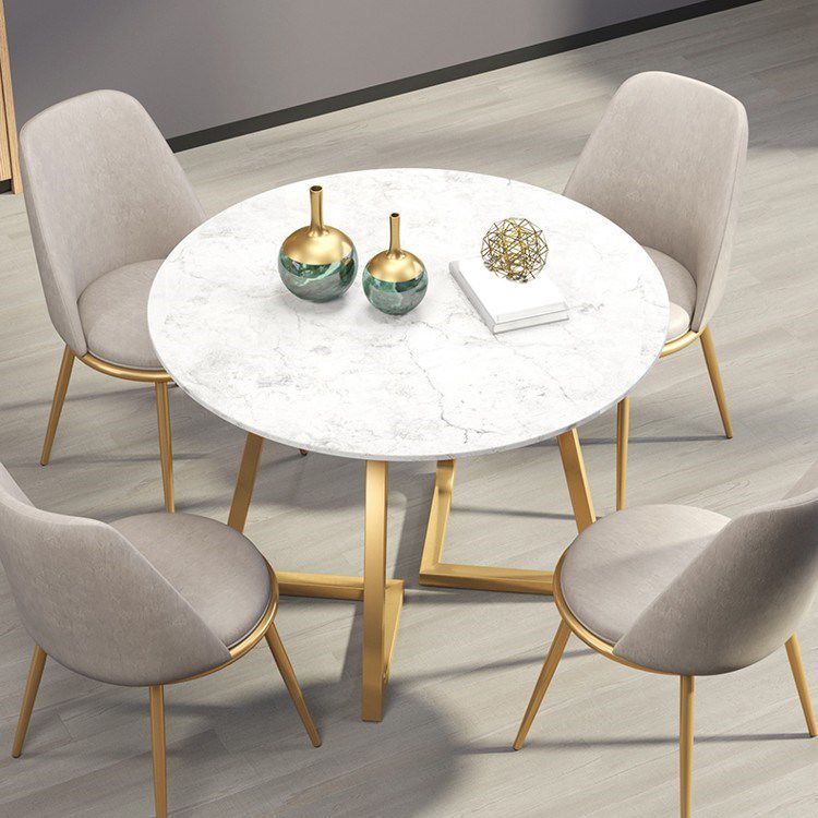 Modern 1/2/5 Pieces Dining Set Round Stone Dining Table for Dining Room Kitchen