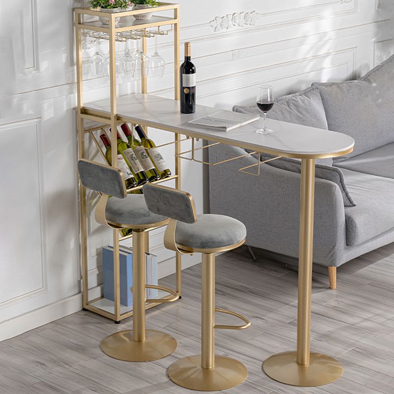 Sintered Stone Top Irregular Shape Bar Table Luxurious Bar Table with Double Pedestal