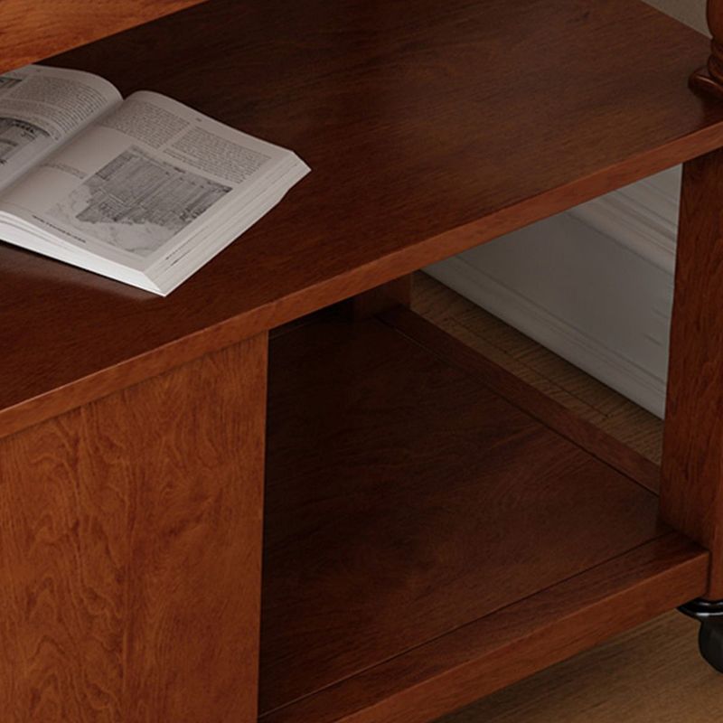 13.7" W X 23.6" H Farmhouse Wood Side Table Two-Drawer Side Table with Wheels
