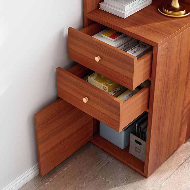 Modern Wooden Bookcase Storage and Display Shelves 64.2" H X 15.7" W Bookshelf with Drawer