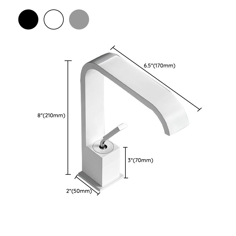 Unique Sink Faucet Bathroom Brass Solid Color Waterfall Spout Faucet