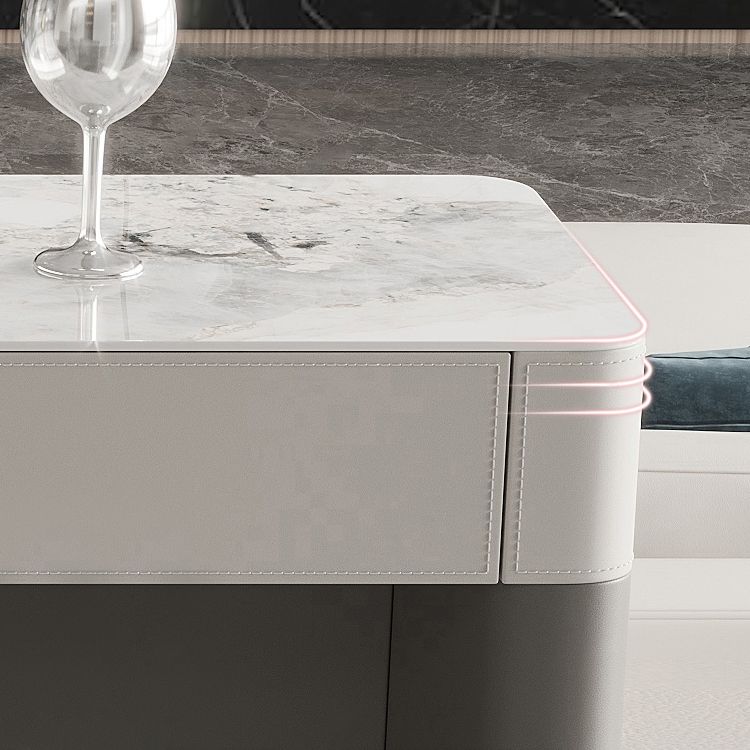 Modern Style Bistro Bar Table Rectangle Stone Top Bar Table for Living Room