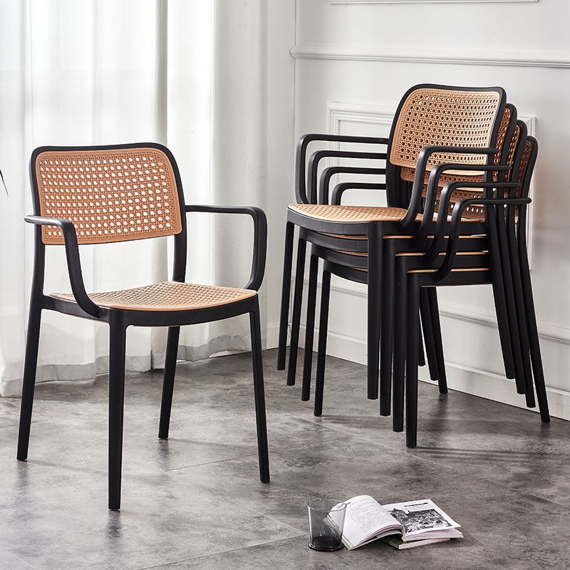 Tropical Dining Side Chair Plastic Outdoor Bistro Chairs with Arm