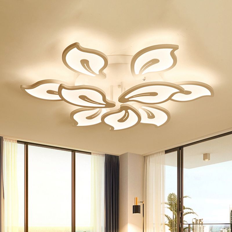 Acrylic Bauhinia Leaves Flush Ceiling Light Modernism LED 3/5/9-Light Flush Mount Light Fixture in Warm/White/Natural Light
