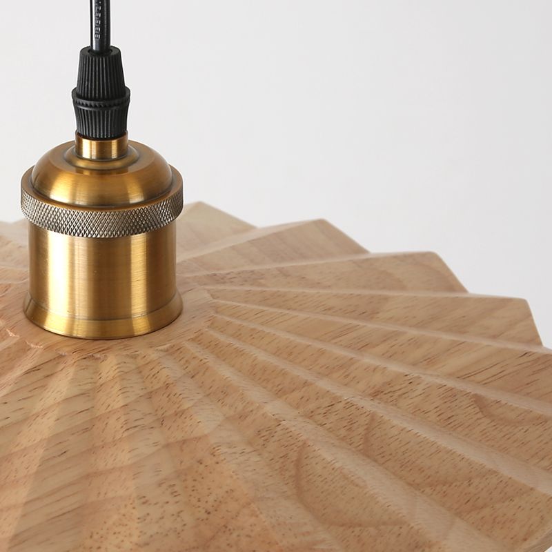 Pot Cover Shade Hanging Lighting Modern Style Solid Wood 1 Light Pendant Lamp