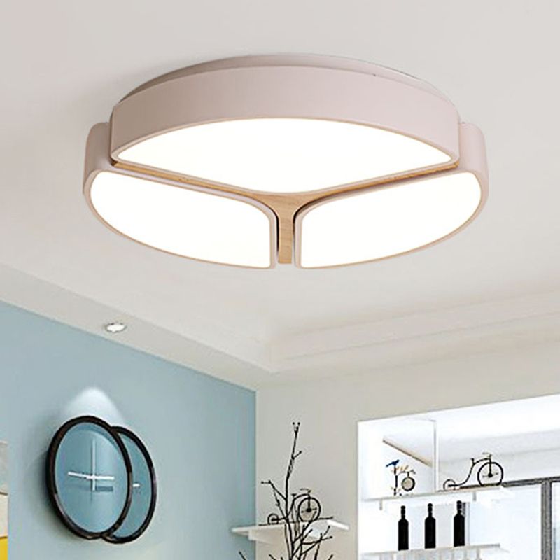16"/19.5"/23.5" Wide Circular Flushmount Light Macaron Metallic Led Close to Ceiling Light in Warm/White Light