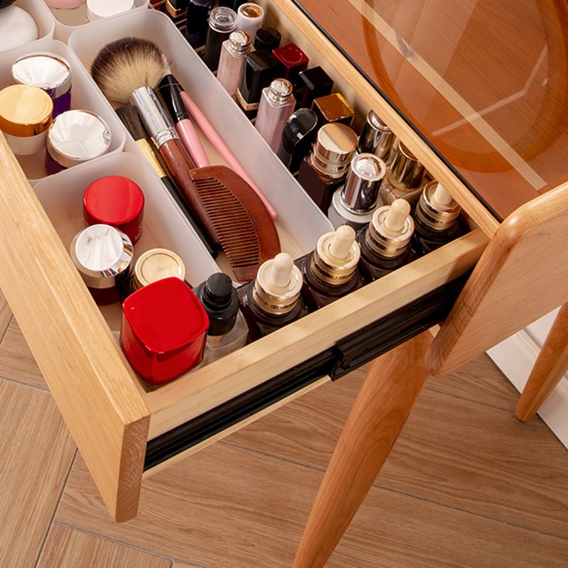 Glass Makeup Counter 18.11" Wide Solid Wood  Vanity Tables with 1 Storage Drawers