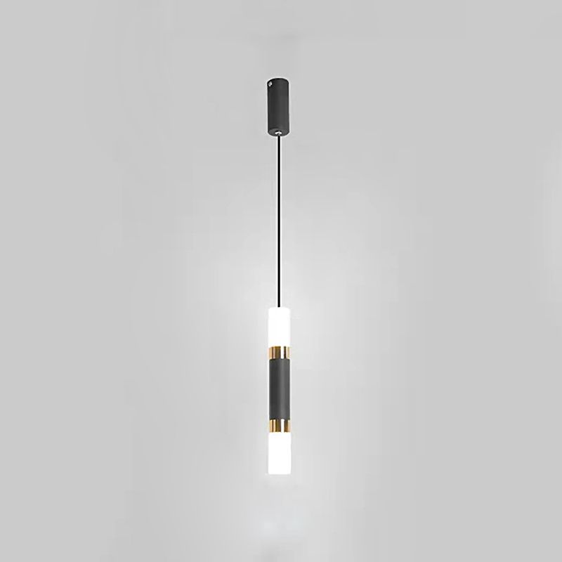 Luce a sospensione a sospensione in metallo cilindrico Light a ciondolo a LED moderno per camera da letto