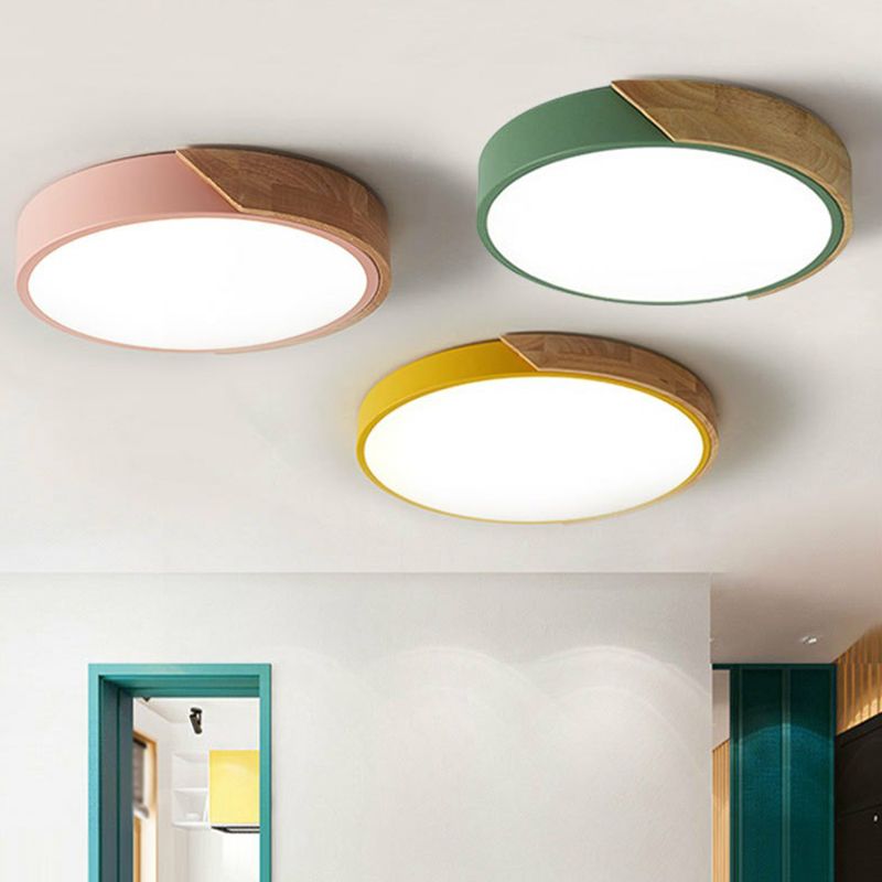 Luz de techo empotrada LED de estilo nórdico metálico con iluminación de montaje empotrado LED para dormitorio de forma redonda