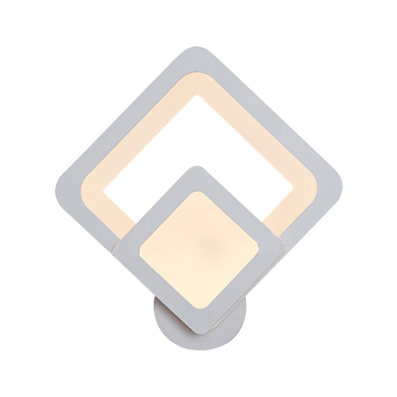 Luz de apliques de pared LED simple con tono acrílico Lámpara montada en la pared blanca cuadrada/ovalada en cálido/blanco