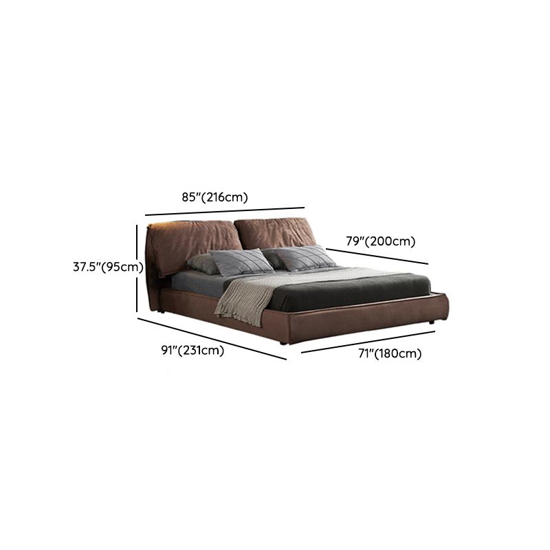 Glam Solid Wood with Headboard Panel Rectangular Standard Bed