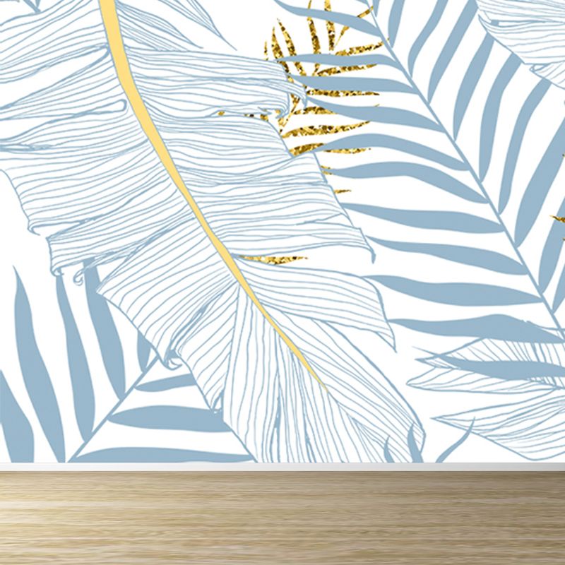 Leaves Print Wall Mural Tropical Washable Living Room Wall Covering, Personalize
