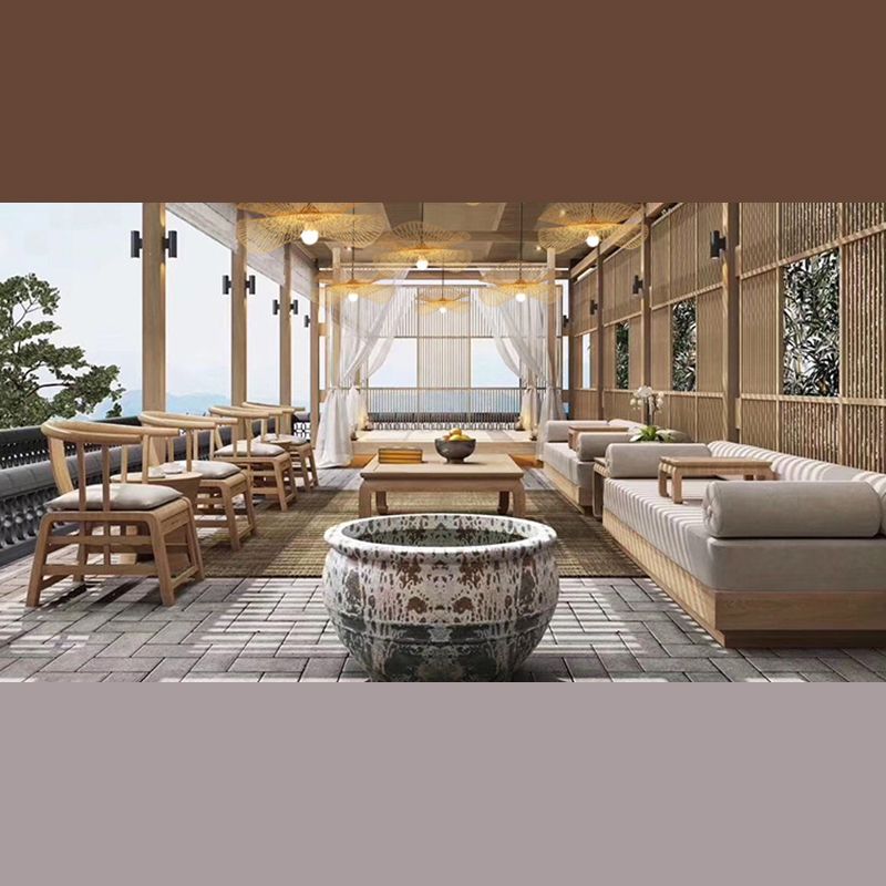 Schattierte Restaurant Anhänger Leuchte Bambus Asien Stil Deckenheizlicht in Beige